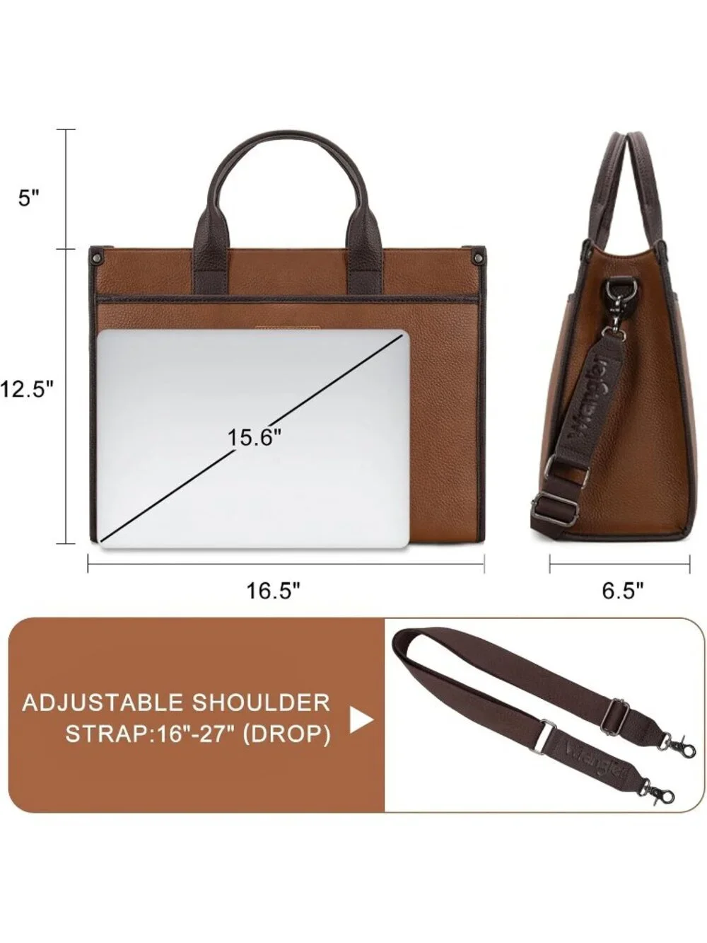 Women's Brown-c Business Briefcase Handbag Adjustable Shoulder Strap Tote Bag